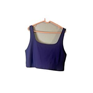 Fabletics 3X Womens Navy Blue Crop Top Workout Top built in sports bra Workout